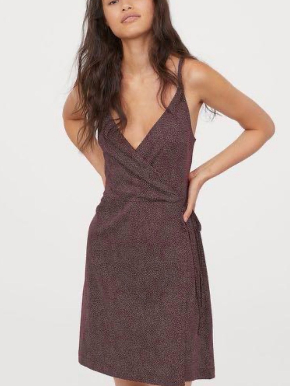 H&M Burgundy Speckled Wrap Mini Dress